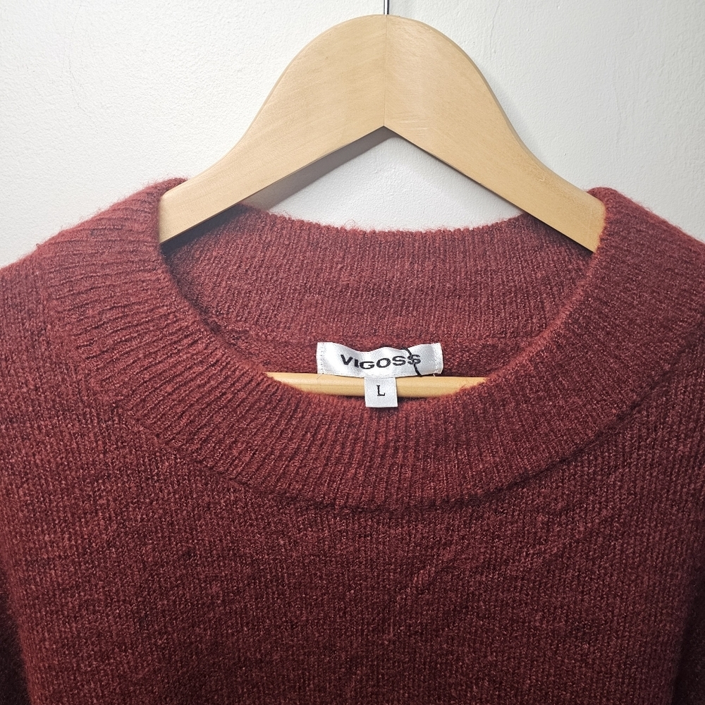 NWT Vigoss Burgundy Crew Neck Pullover Sweater Large - Picture 3 of 8